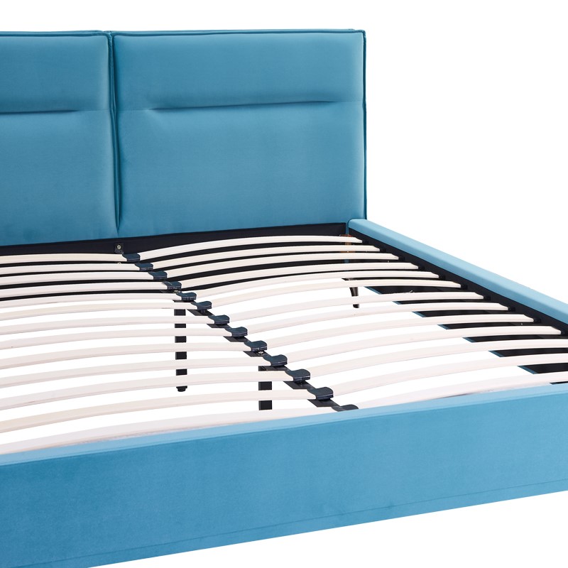 Κρεβάτι Ikina pakoworld βελούδο σε πετρόλ απόχρωση 160x200εκ 5