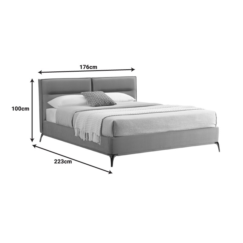 Κρεβάτι Ikina pakoworld βελούδο σε πετρόλ απόχρωση 160x200εκ 7