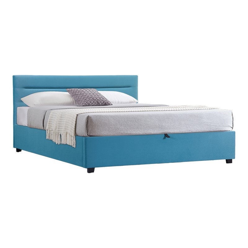 Κρεβάτι Molito pakoworld βελούδο σε πετρόλ απόχρωση με αποθηκευτικό χώρο160x200εκ 1