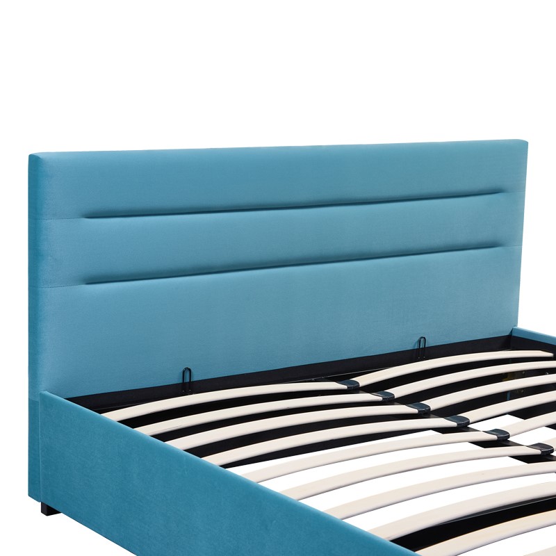 Κρεβάτι Molito pakoworld βελούδο σε πετρόλ απόχρωση με αποθηκευτικό χώρο160x200εκ 5