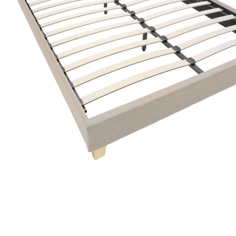 Κρεβάτι Mago pakoworld ύφασμα σε εκρού απόχρωση με φυσικό ξύλινο πόδι 140x200εκ 5