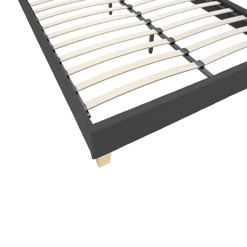 Κρεβάτι Mago pakoworld ύφασμα σε ανθρακί απόχρωση με φυσικό ξύλινο πόδι 140x200εκ 5