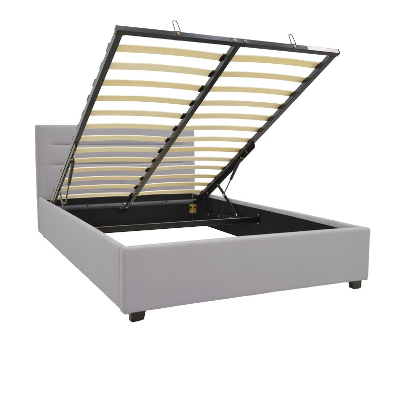 Κρεβάτι Molito pakoworld βελούδο σε γκρι απόχρωση με αποθηκευτικό χώρο120x200εκ 3