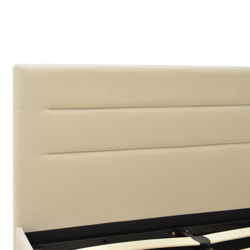 Κρεβάτι Molito pakoworld βελούδο σε εκρού απόχρωση με αποθηκευτικό χώρο120x200εκ 5