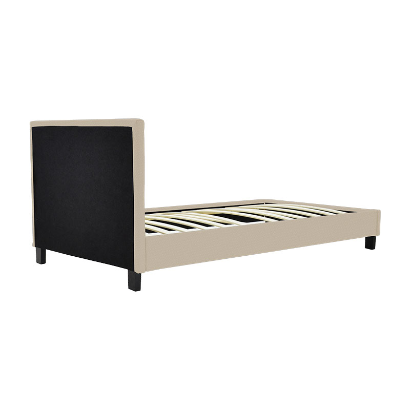 Κρεβάτι Nevil pakoworld ύφασμα εκρού με ξύλινο μαύρο πόδι 90x190εκ 3