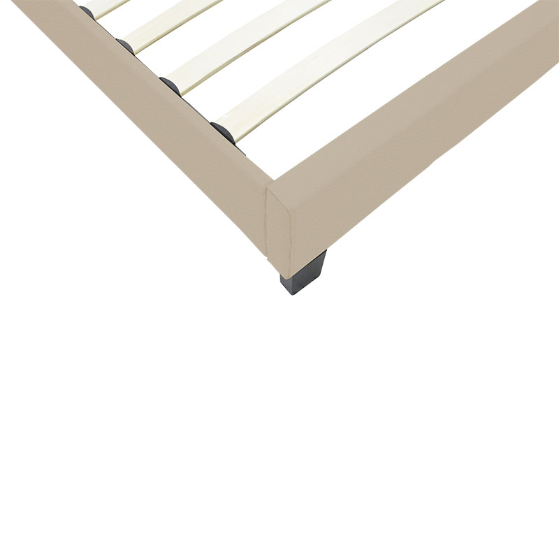 Κρεβάτι Nevil pakoworld ύφασμα εκρού με ξύλινο μαύρο πόδι 90x190εκ 5