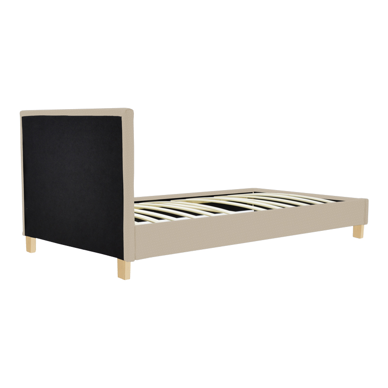 Κρεβάτι Nevil pakoworld ύφασμα εκρού με ξύλινο πόδι σε φυσική απόχρωση 90x190εκ 2