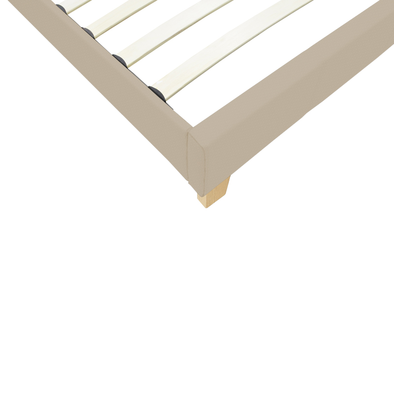 Κρεβάτι Nevil pakoworld ύφασμα εκρού με ξύλινο πόδι σε φυσική απόχρωση 90x190εκ 4