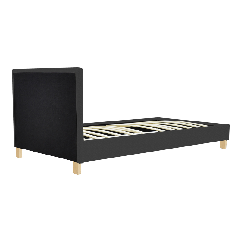 Κρεβάτι Nevil pakoworld ύφασμα ανθρακί με ξύλινο πόδι σε φυσική απόχρωση 90x190εκ 2