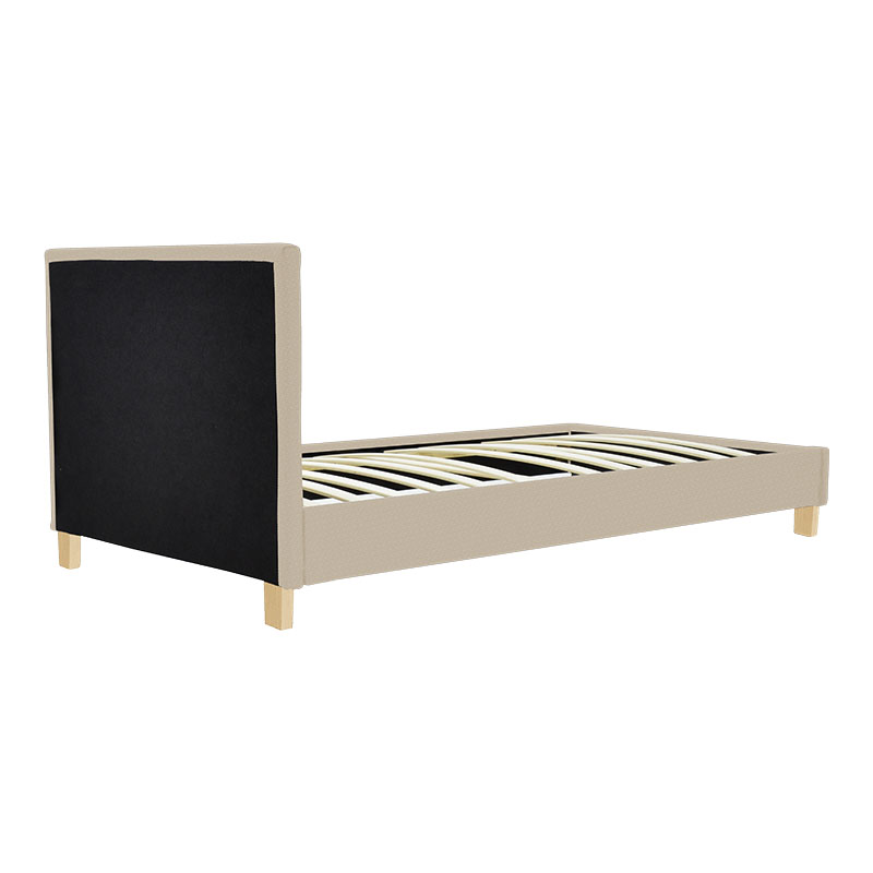 Κρεβάτι Nevil pakoworld ύφασμα εκρού με ξύλινο πόδι σε φυσική απόχρωση 100x200εκ 3