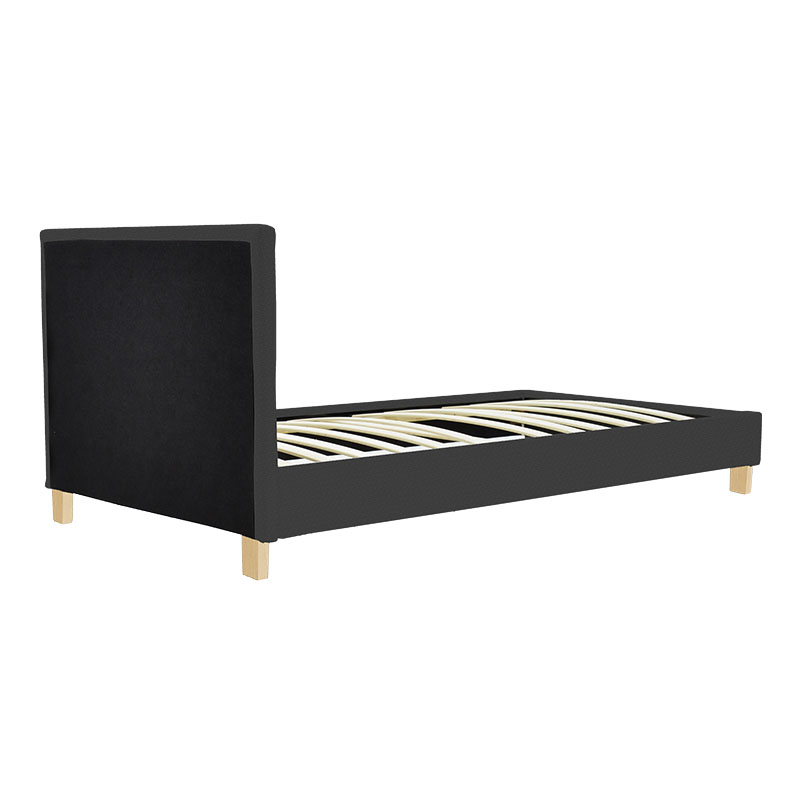 Κρεβάτι Nevil pakoworld ύφασμα ανθρακί με ξύλινο πόδι σε φυσική απόχρωση 100x200εκ 3