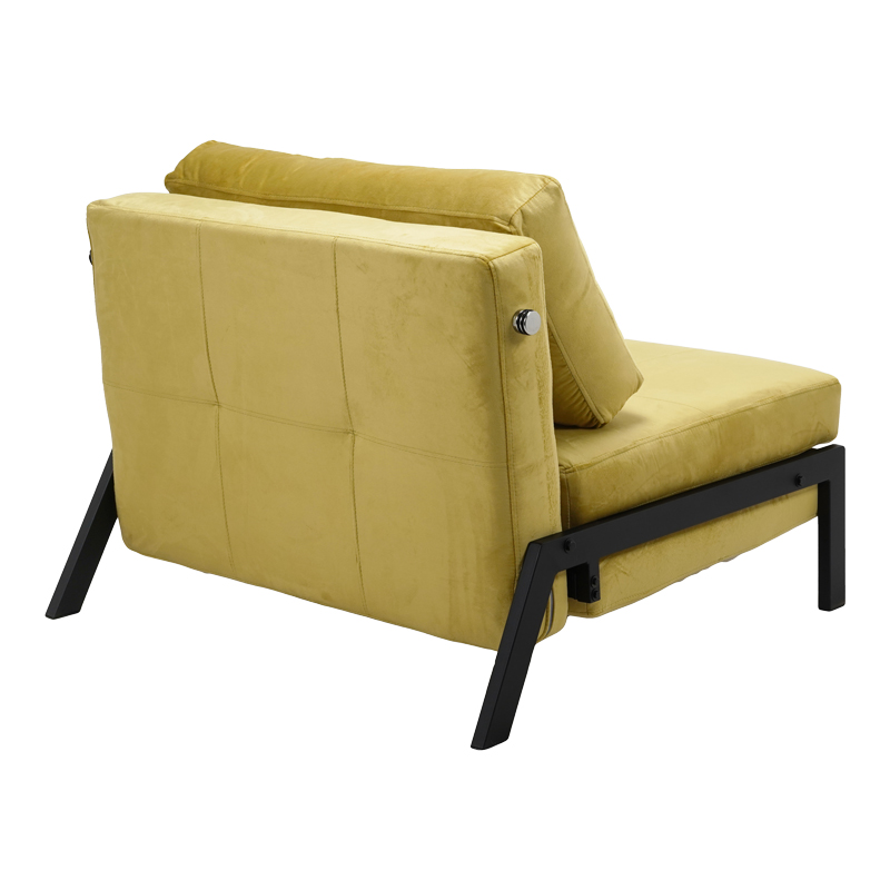Πολυθρόνα-κρεβάτι Fancy pakoworld βελούδο σε κίτρινη απόχρωση και πόδι μαύρο μέταλλο 95x98x70εκ 2