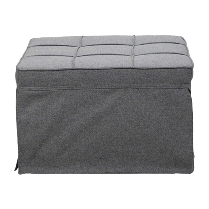 Σκαμπό-κρεβάτι Grejio pakoworld ύφασμα σε γκρι απόχρωση κα πόδι μαύρο μέταλλο 70x70x45εκ 1