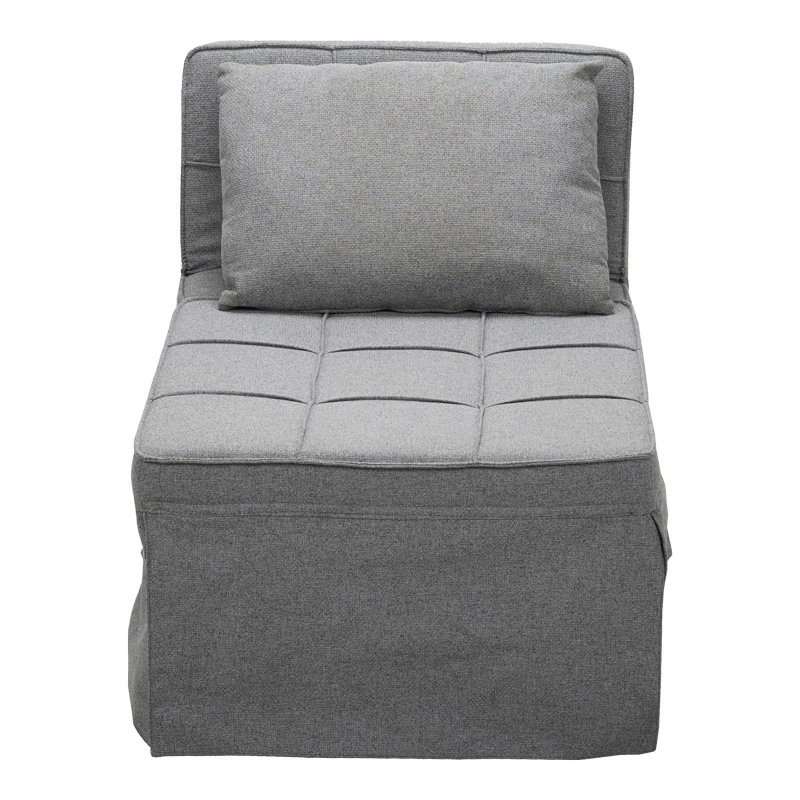 Σκαμπό-κρεβάτι Grejio pakoworld ύφασμα σε γκρι απόχρωση κα πόδι μαύρο μέταλλο 70x70x45εκ 4