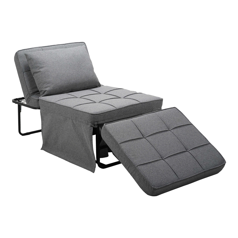 Σκαμπό-κρεβάτι Grejio pakoworld ύφασμα σε γκρι απόχρωση κα πόδι μαύρο μέταλλο 70x70x45εκ 5