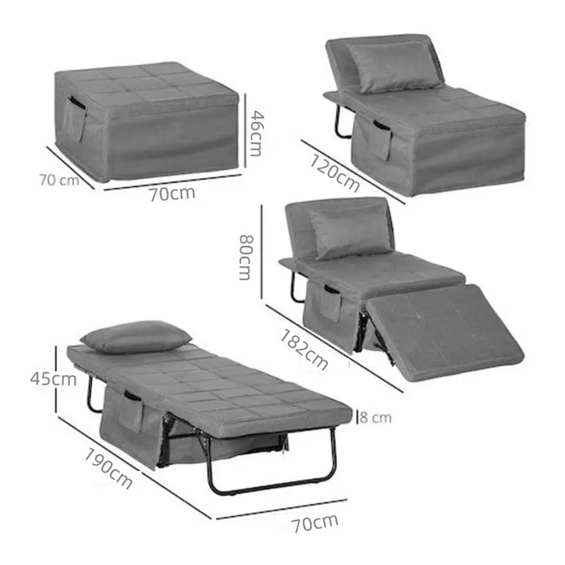 Σκαμπό-κρεβάτι Grejio pakoworld ύφασμα σε γκρι απόχρωση κα πόδι μαύρο μέταλλο 70x70x45εκ 7