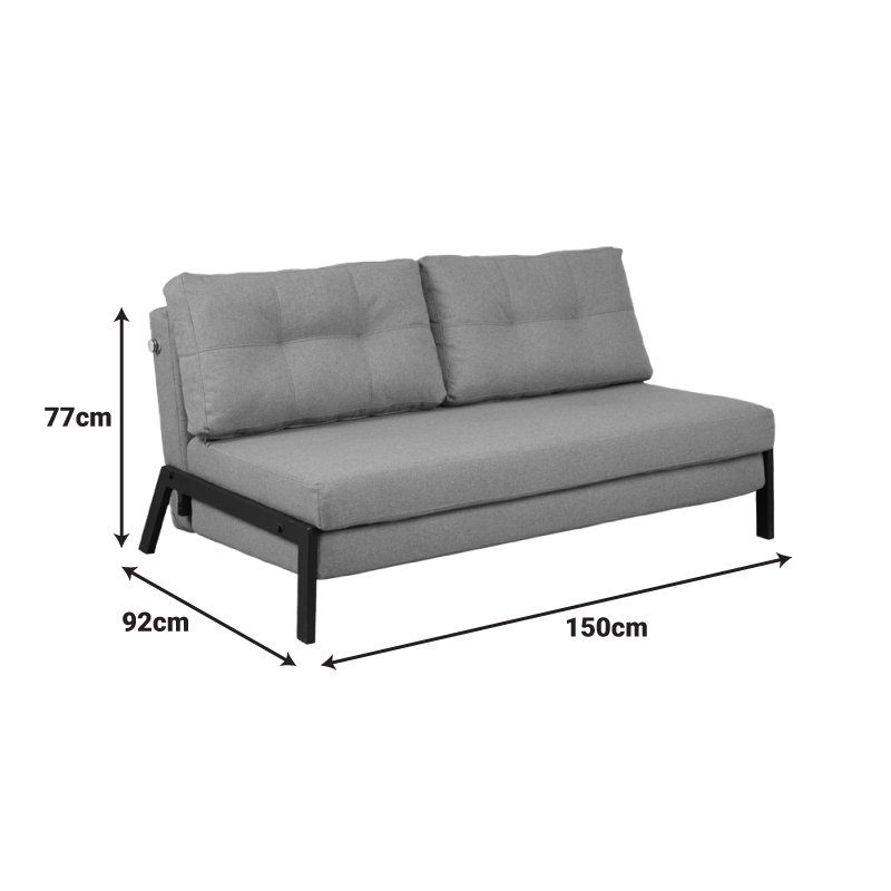 Καναπές 2θέσιος-κρεβάτι Fancy pakoworld ύφασμα σε ανθρακί απόχρωση με μαύρο πόδι 150x92x77εκ 10