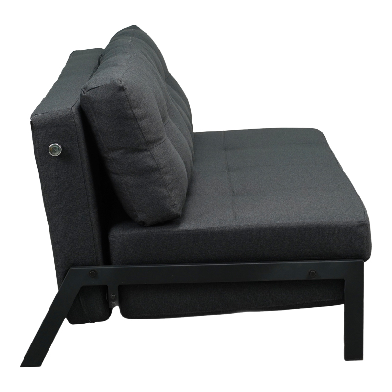 Καναπές 2θέσιος-κρεβάτι Fancy pakoworld ύφασμα σε ανθρακί απόχρωση με μαύρο πόδι 150x92x77εκ 5