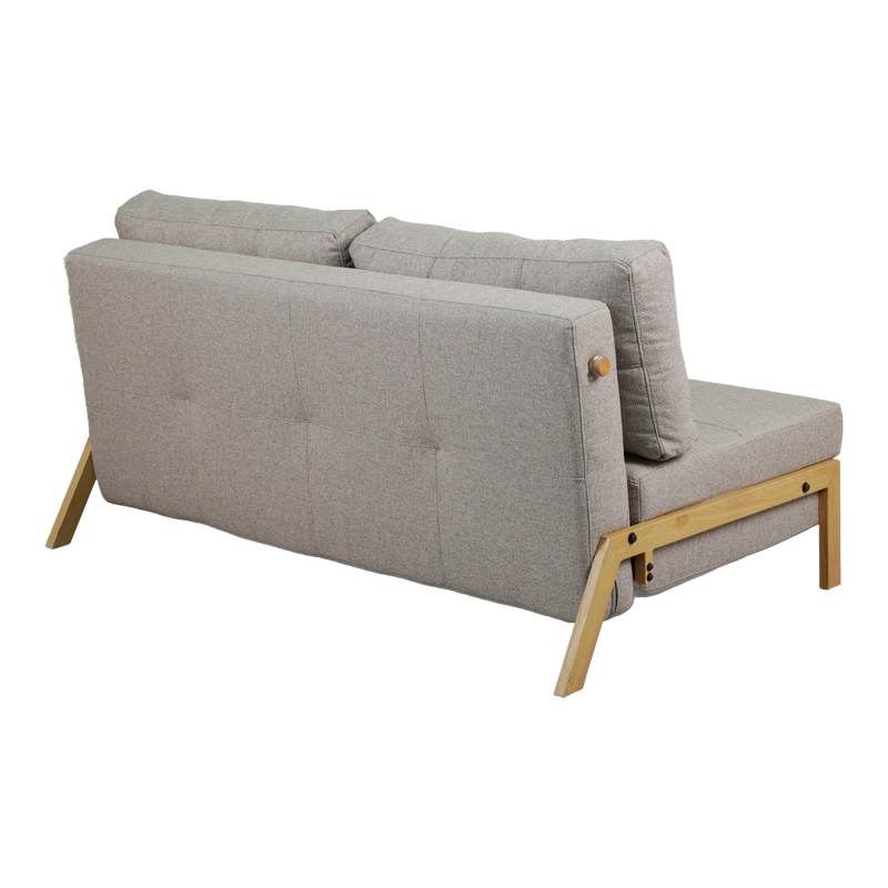 Καναπές 2θέσιος-κρεβάτι Fancy pakoworld ύφασμα σε μπεζ απόχρωση με φυσικό πόδι 150x92x77εκ 4