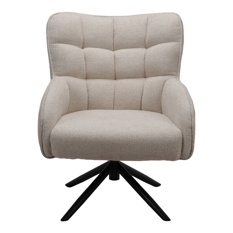 Πολυθρόνα Fremilia pakoworld περιστρεφόμενη γκρι-μπεζ ύφασμα με μαύρη μεταλλική βάση 75x80x94εκ 4