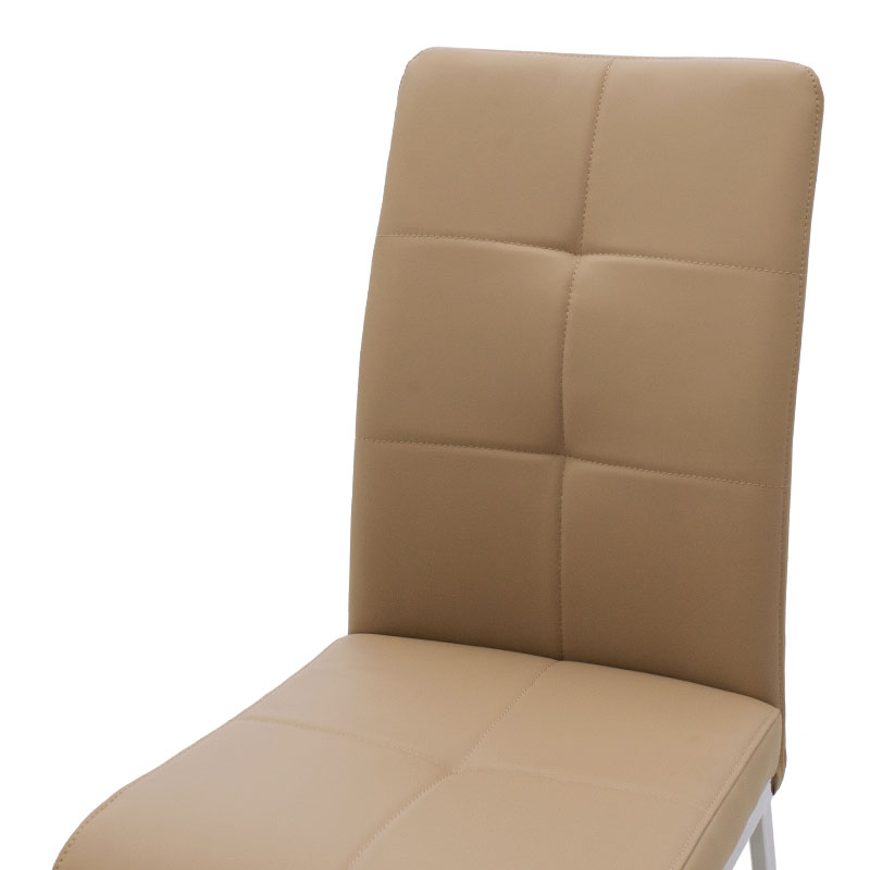 Καρέκλα Ariadne pakoworld PU μόκα-πόδι χρωμίου 5