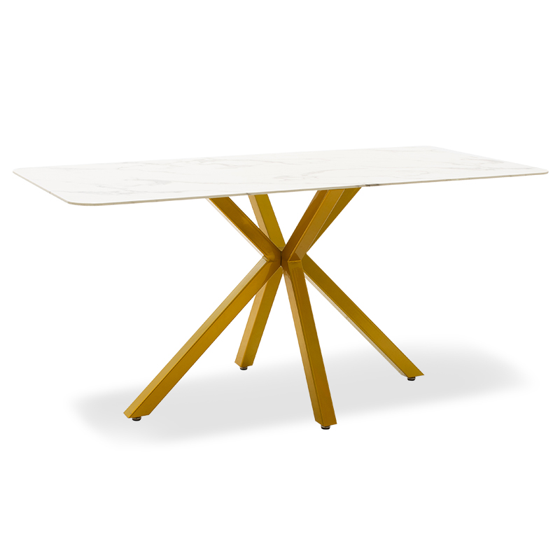 Τραπέζι Paris pakoworld γυαλί 8mm σχέδιο μαρμάρου-χρυσό 160x80x75εκ 1
