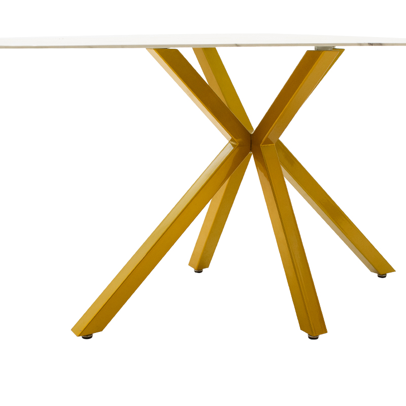 Τραπέζι Paris pakoworld γυαλί 8mm σχέδιο μαρμάρου-χρυσό 160x80x75εκ 5