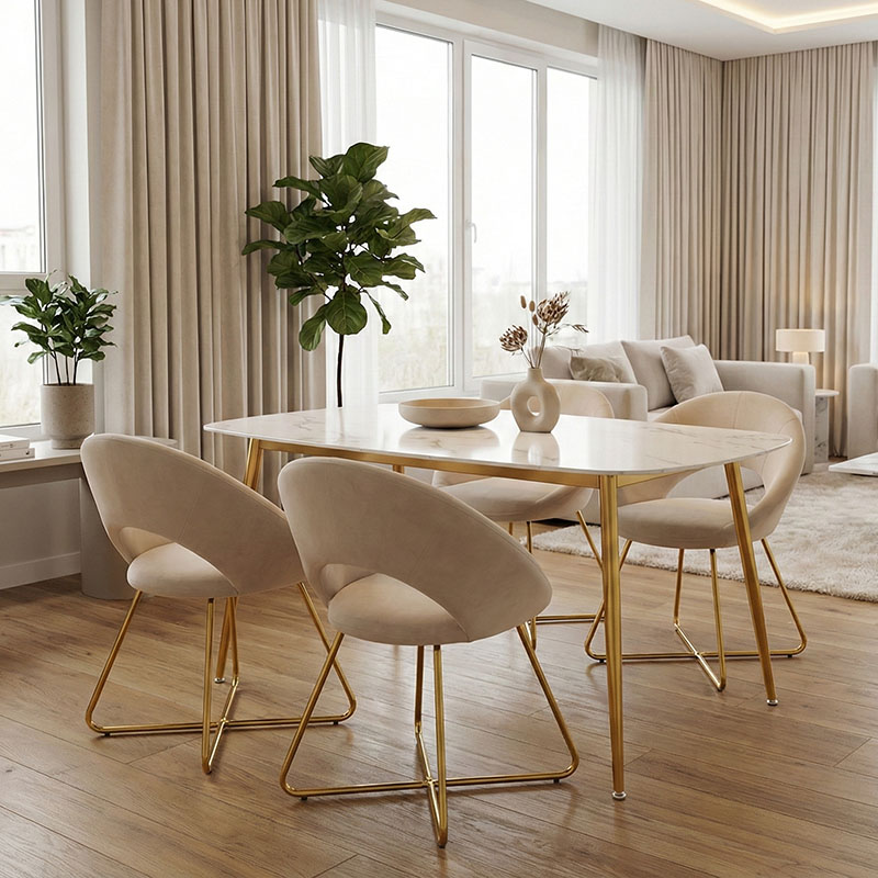 Τραπέζι Paris pakoworld οβάλ γυαλί 8mm λευκό μαρμάρου-χρυσό 150x80x75εκ 2