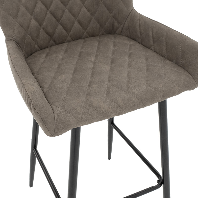 Σκαμπό bar Delicacy pakoworld μεταλλικό μαύρο-ύφασμα antique γκρι-καφέ antique 7