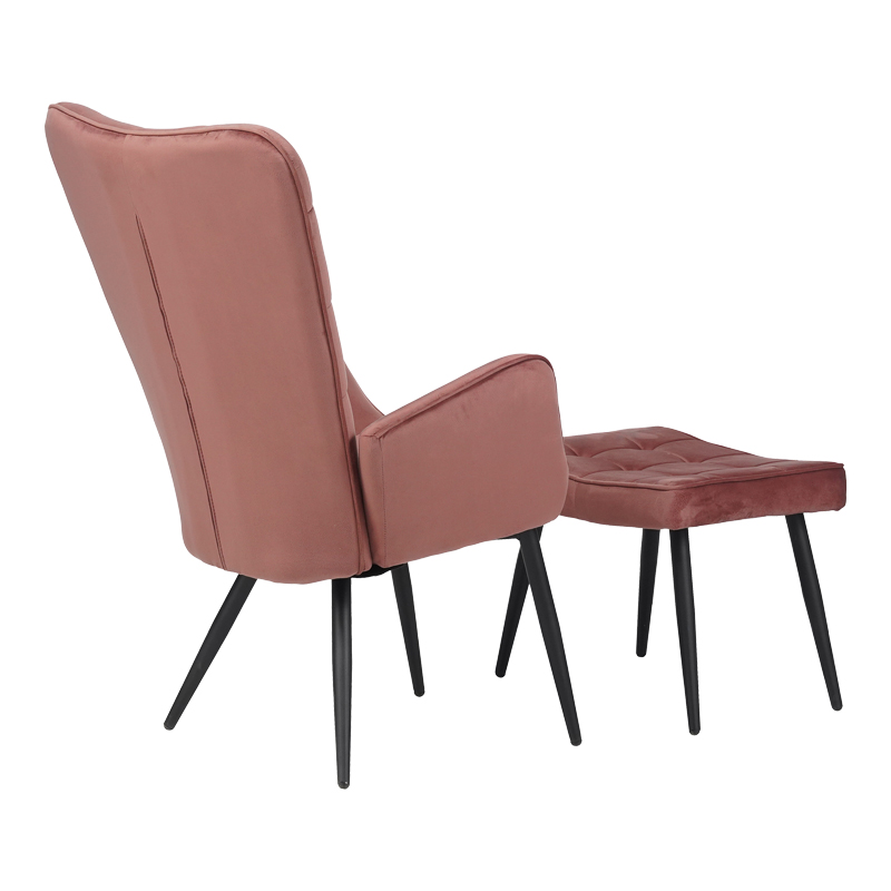 Πολυθρόνα με υποπόδιο Dorita pakoworld βελούδο σάπιο μήλο-πόδι μαύρο μέταλλο 68.5x76x103εκ 2