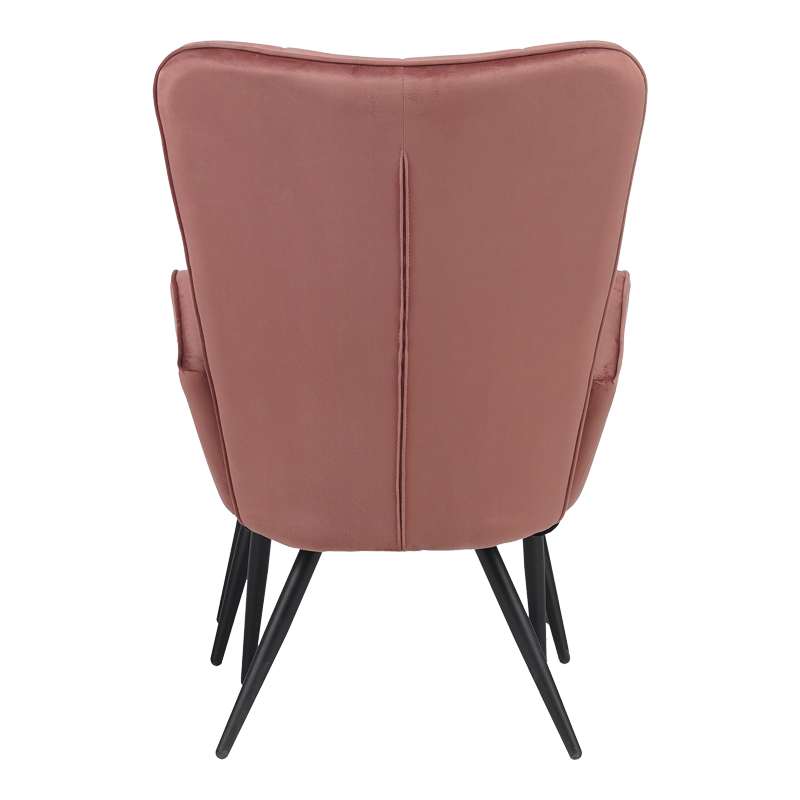 Πολυθρόνα με υποπόδιο Dorita pakoworld βελούδο σάπιο μήλο-πόδι μαύρο μέταλλο 68.5x76x103εκ 5