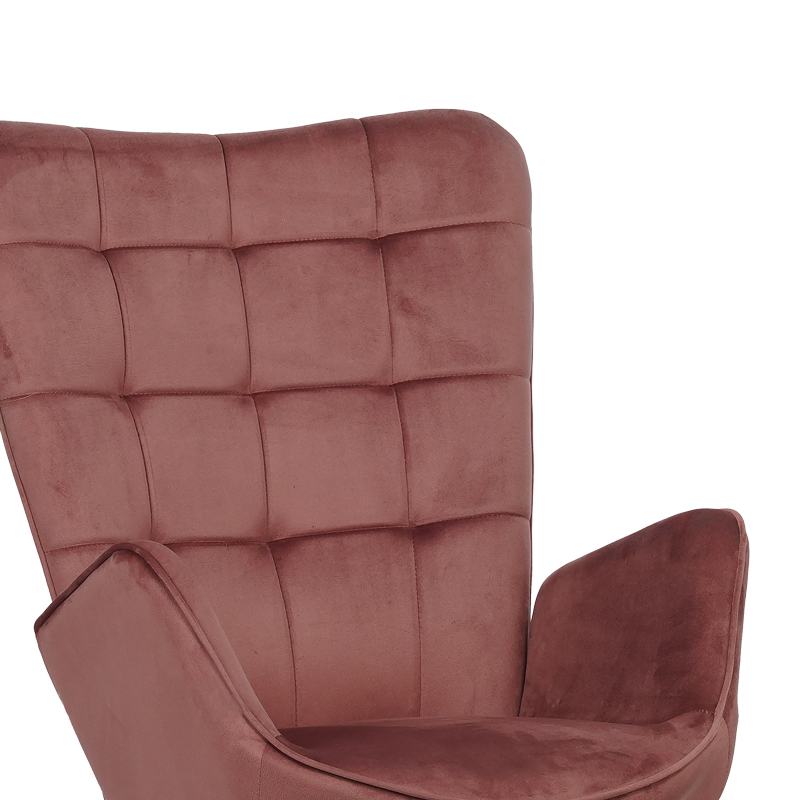 Πολυθρόνα με υποπόδιο Dorita pakoworld βελούδο σάπιο μήλο-πόδι μαύρο μέταλλο 68.5x76x103εκ 6