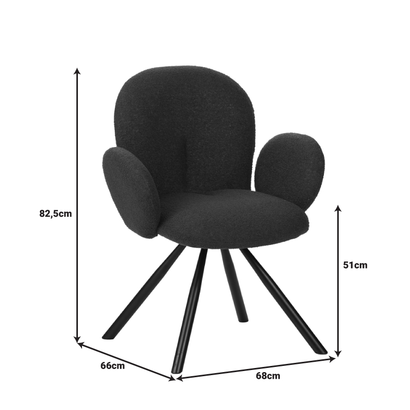 Πολυθρόνα Garzele Inart πράσινο μπουκλέ ύφασμα-πόδι μαύρο μέταλλο 68x66x82.5εκ 8