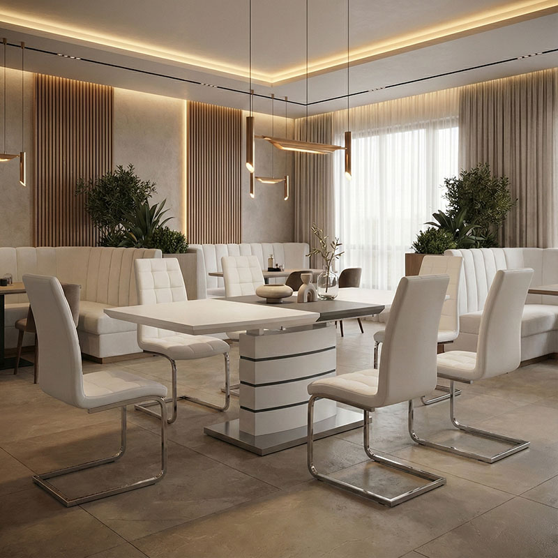 Τραπέζι επεκτεινόμενο Darsile Inart λευκό με γκρι-ανθρακί mdf 140-180x90x76εκ 2