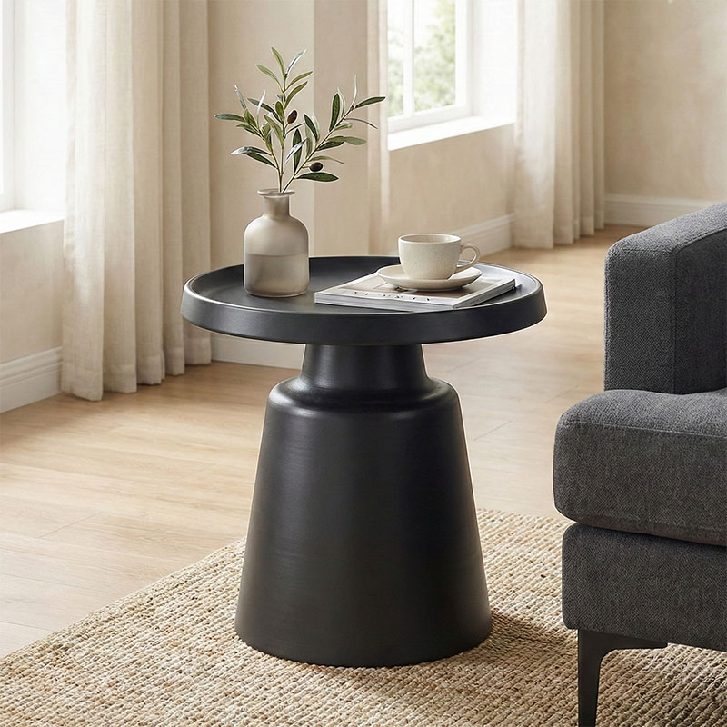 Βοηθητικό τραπέζι Ginoze Inart μαύρο μέταλλο Φ50x50εκ 1