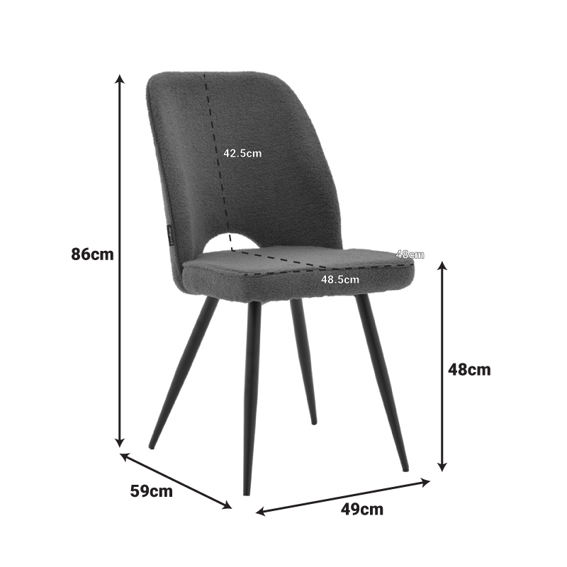Καρέκλα Renish pakoworld μπουκλέ ύφασμα λαδί- μαύρα μεταλλικά πόδια 49x59x86εκ 6