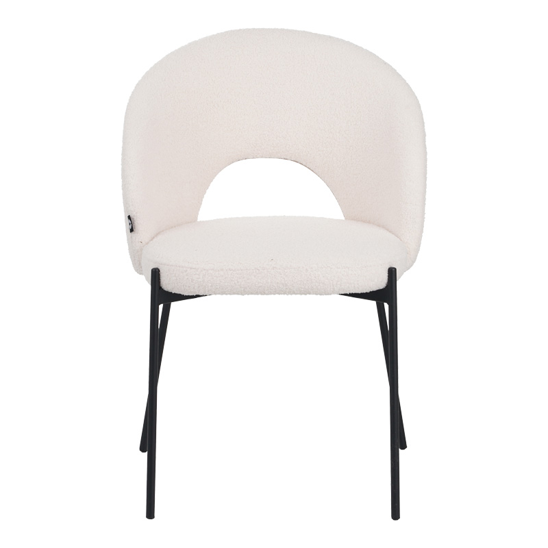 Καρέκλα Masebo pakoworld μπουκλέ ύφασμα σε λευκή απόχρωση με μαύρα μεταλλικά πόδια 48x58.5x82εκ 4