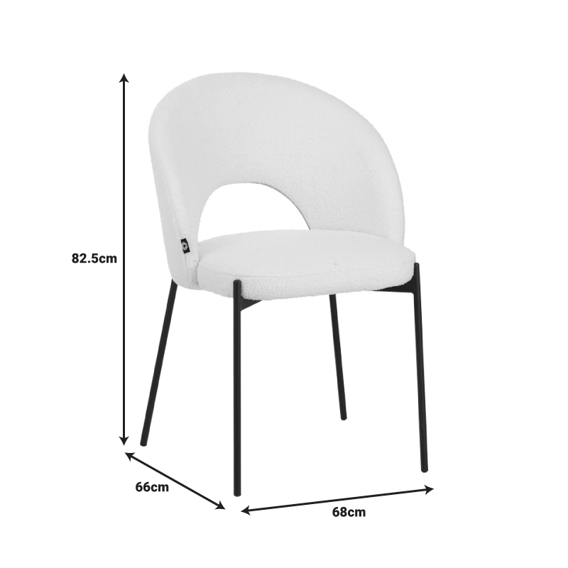 Καρέκλα Masebo pakoworld μπουκλέ ύφασμα σε λαδί απόχρωση με μαύρα μεταλλικά πόδια 48x58.5x82εκ 6