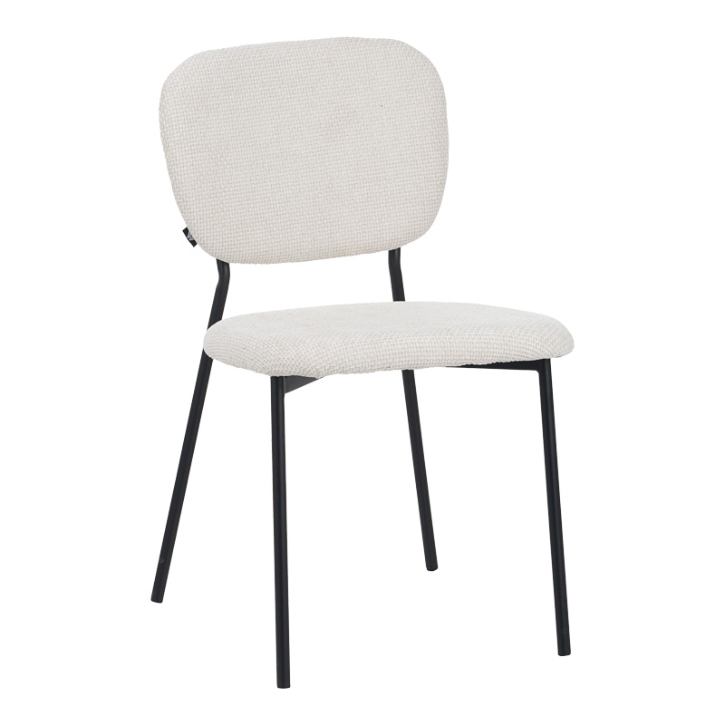 Καρέκλα Cathair pakoworld μπουκλέ ύφασμα σε μπεζ απόχρωση με μαύρα μεταλλικά πόδια 48x53x82εκ 1