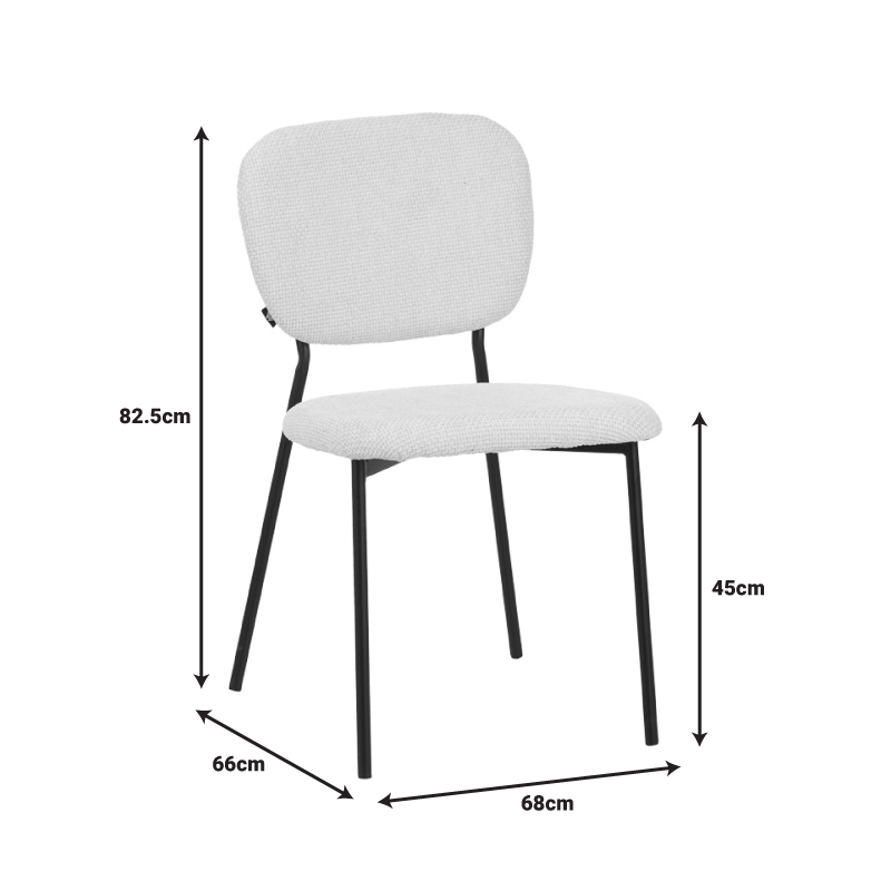 Καρέκλα Cathair pakoworld μπουκλέ ύφασμα σε μπεζ απόχρωση με μαύρα μεταλλικά πόδια 48x53x82εκ 6