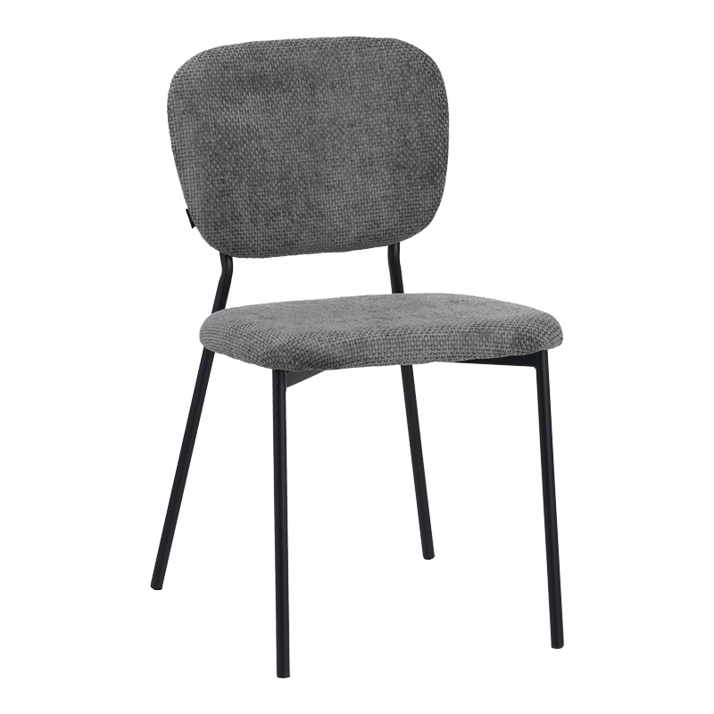 Καρέκλα Cathair pakoworld μπουκλέ ύφασμα σε γκρι απόχρωση με μαύρα μεταλλικά πόδια 48x53x82εκ 1