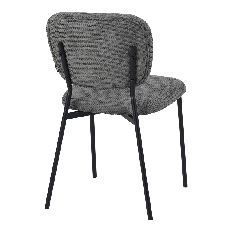 Καρέκλα Cathair pakoworld μπουκλέ ύφασμα σε γκρι απόχρωση με μαύρα μεταλλικά πόδια 48x53x82εκ 2