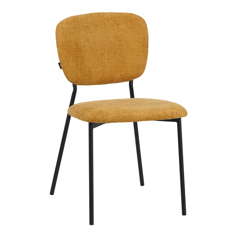 Καρέκλα Cathair pakoworld μπουκλέ ύφασμα σε κίτρινη απόχρωση με μαύρα μεταλλικά πόδια 48x53x82εκ 1