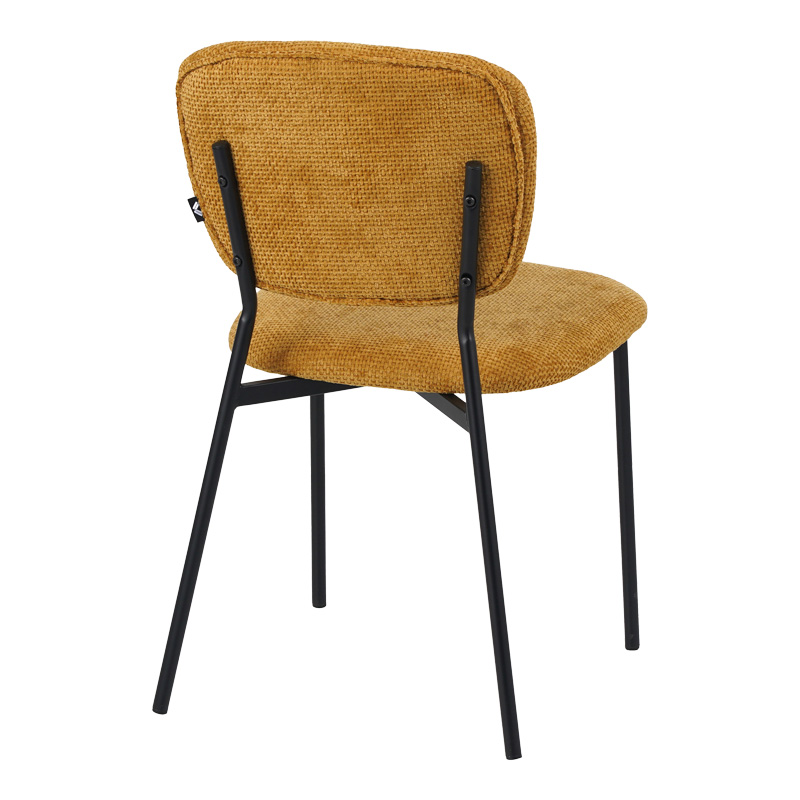 Καρέκλα Cathair pakoworld μπουκλέ ύφασμα σε κίτρινη απόχρωση με μαύρα μεταλλικά πόδια 48x53x82εκ 2