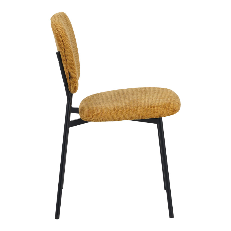 Καρέκλα Cathair pakoworld μπουκλέ ύφασμα σε κίτρινη απόχρωση με μαύρα μεταλλικά πόδια 48x53x82εκ 3