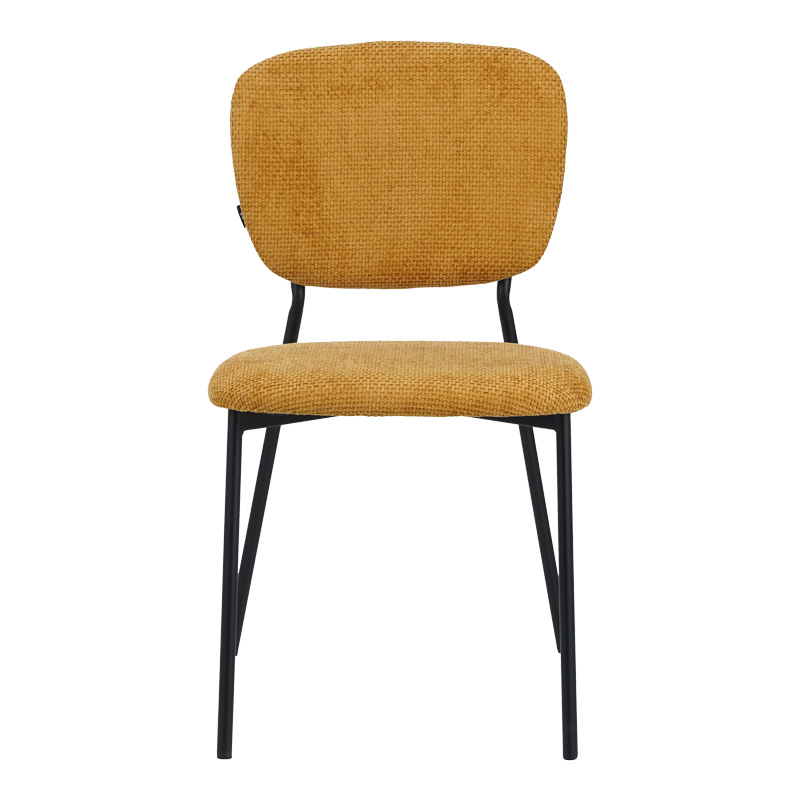 Καρέκλα Cathair pakoworld μπουκλέ ύφασμα σε κίτρινη απόχρωση με μαύρα μεταλλικά πόδια 48x53x82εκ 4