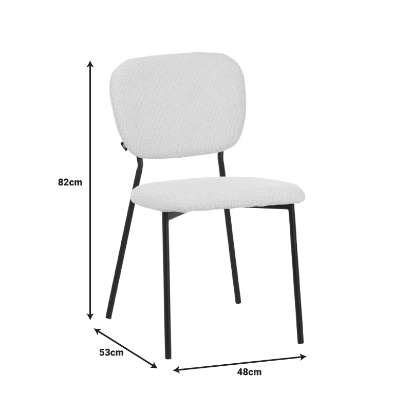 Καρέκλα Cathair pakoworld μπουκλέ ύφασμα σε κίτρινη απόχρωση με μαύρα μεταλλικά πόδια 48x53x82εκ 6