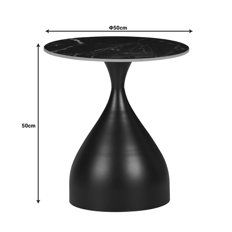 Βοηθητικά τραπέζια Kirkene Inart sintered stone σε απόχρωση μαύρο μαρμάρου με μαύρο μέταλλο 2τεμ 9