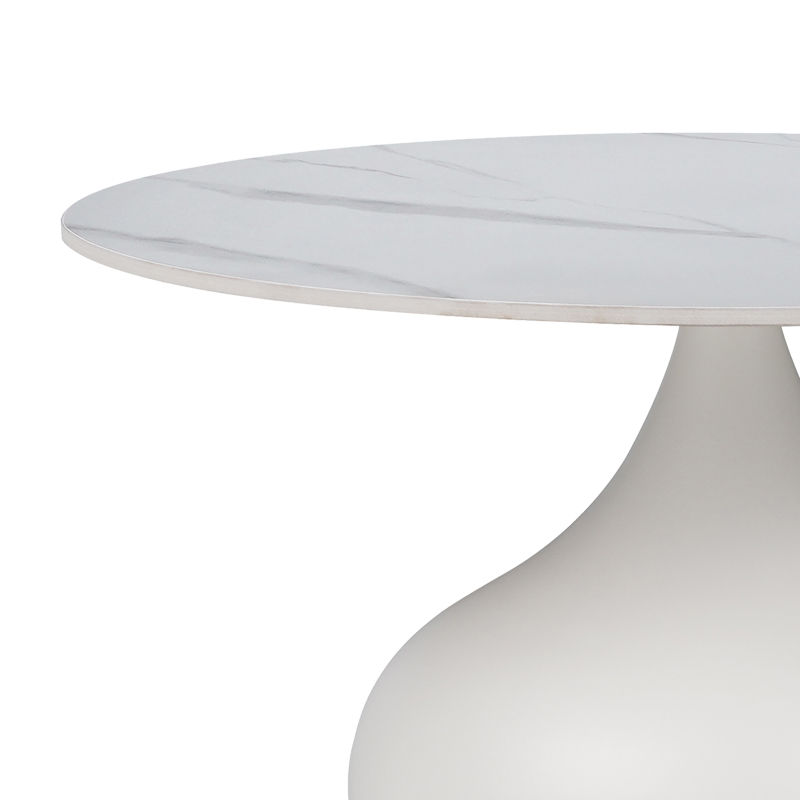 Βοηθητικά τραπέζια Kirkene Inart sintered stone σε απόχρωση λευκό μαρμάρου με λευκό μέταλλο 2τεμ 7