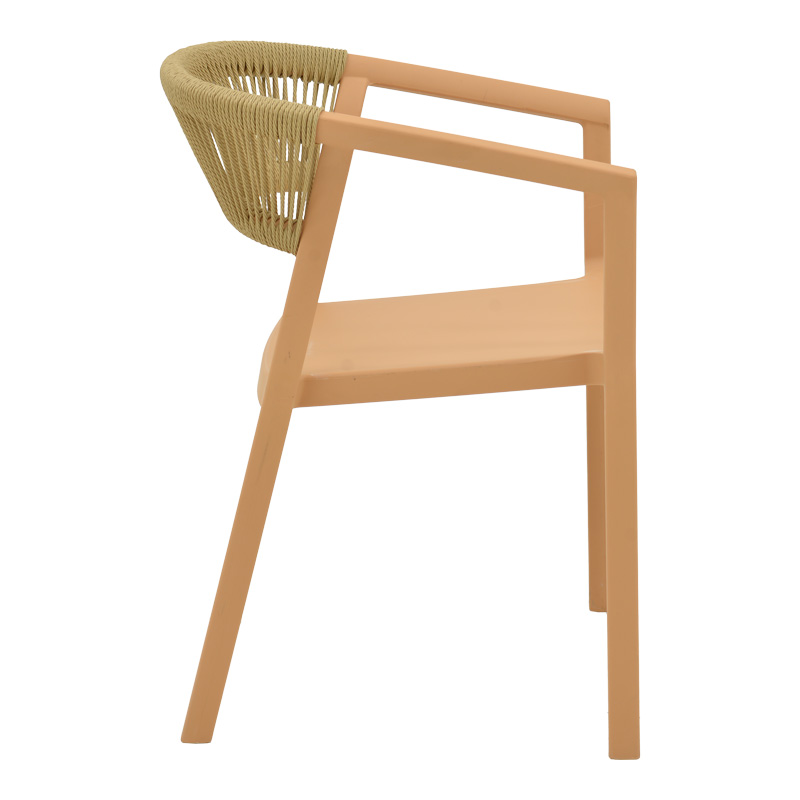 Πολυθρόνα Sillia pakoworld στοιβαζόμενη pp cappuccino απόχρωση με μπεζ rattan 55x52x74.5εκ 3